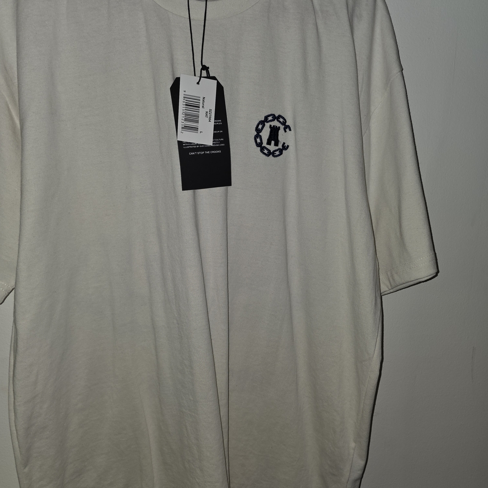 Crooks & Castles Ivory Tee with Dark Blue Logo